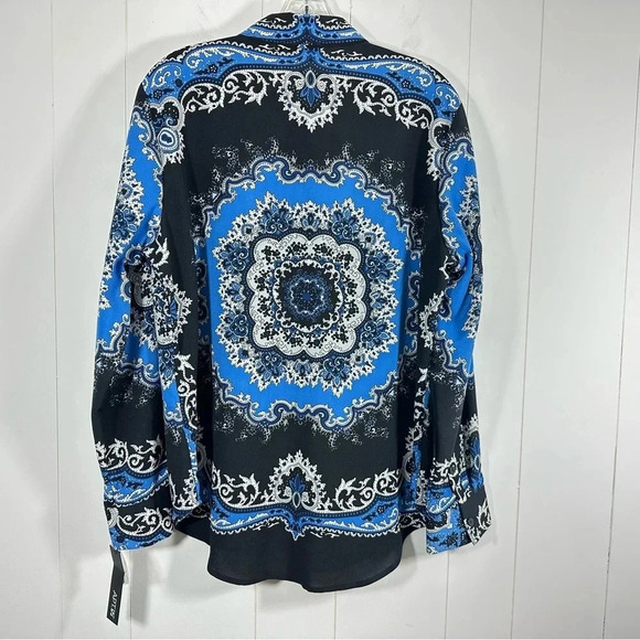 Apt 9 women’s placed print button front shirt long sleeve v-neck casual top - Picture 4 of 9